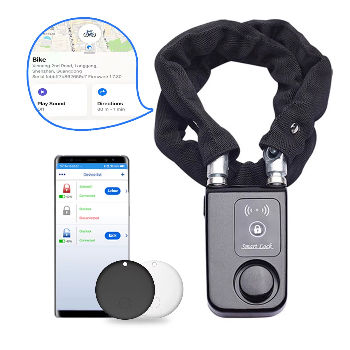 Smart Home Group - 110dB Alarm Bike Chain Lock with