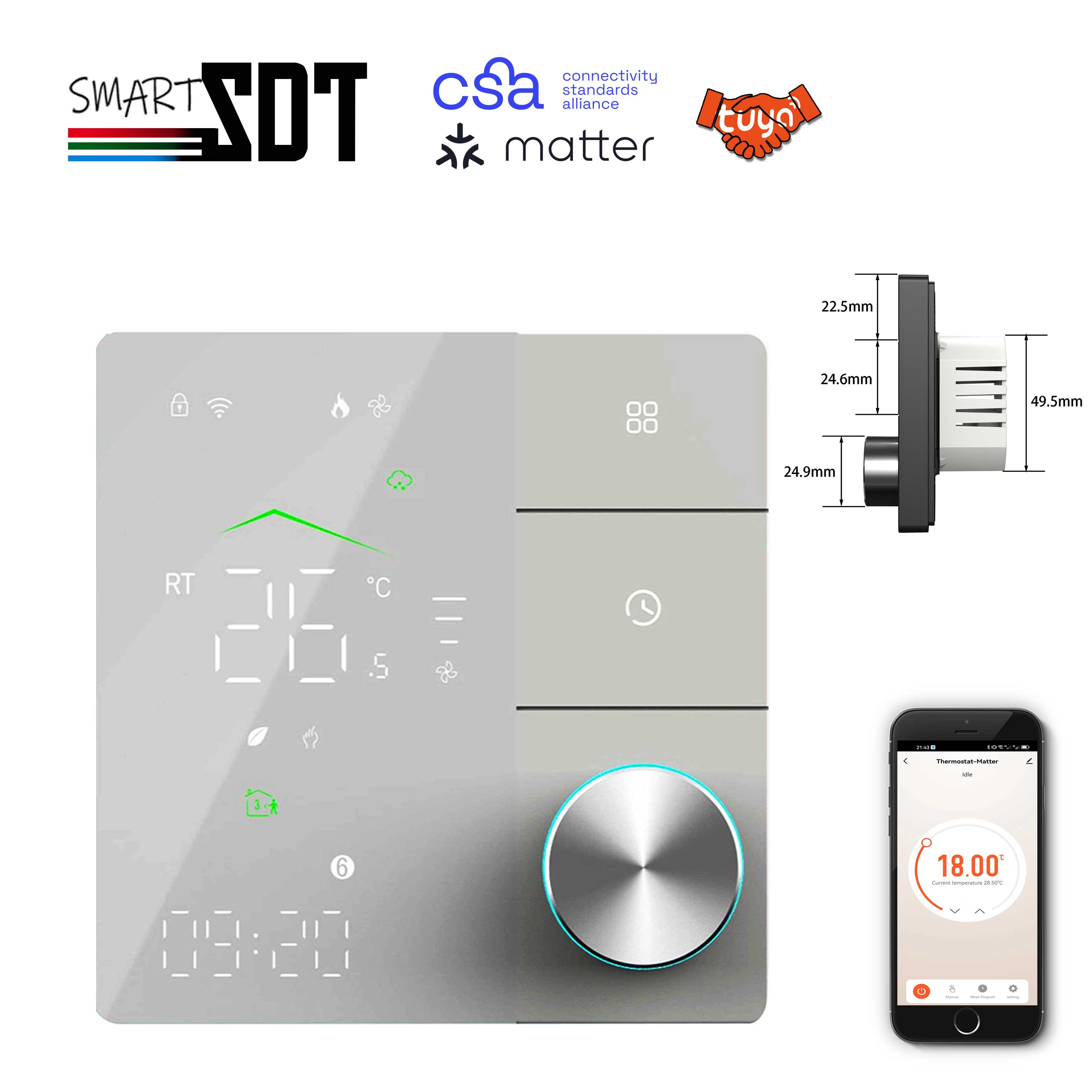 Smart Home Group - 24V 110V 220V Heating Thermostat Matter