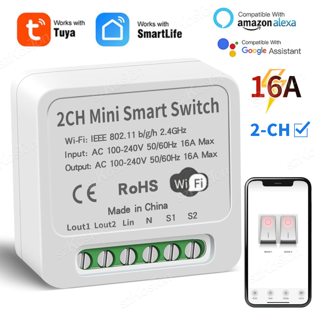 16A Tuya WiFi Smart Switch Mod - Smart Home Voice Control review and price